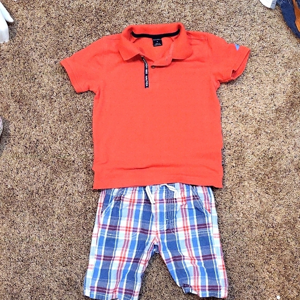 Nautica boys summer polo outfit 100% cotton shorts elastic drawstring